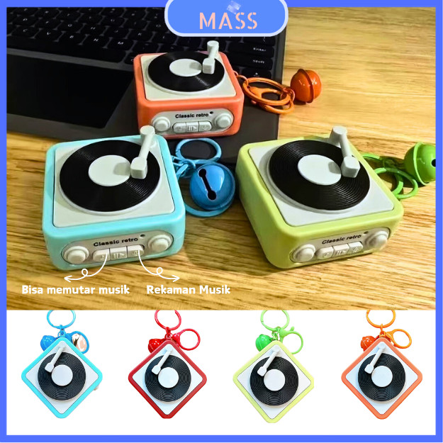 [MASS Toys] gantungan kunci Mini retro gramophone tas sekolah liontin dengan rekaman kotak musik