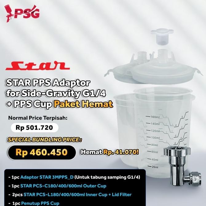 Star Pps Side-Gravity Adaptor + Pps Cup Paket Hemat New Stok