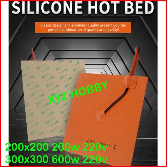 Silicone Heated Bed Heating Pad Heater Rubber Heat Mat 1.5Mm Ac 220V 200X200/300X300 Mm 200Mm 300Mm 