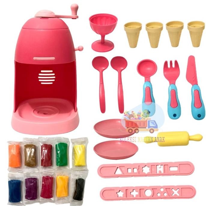 Mainan edukatif anak cetakan lilin es krim machine play fun doh set murah