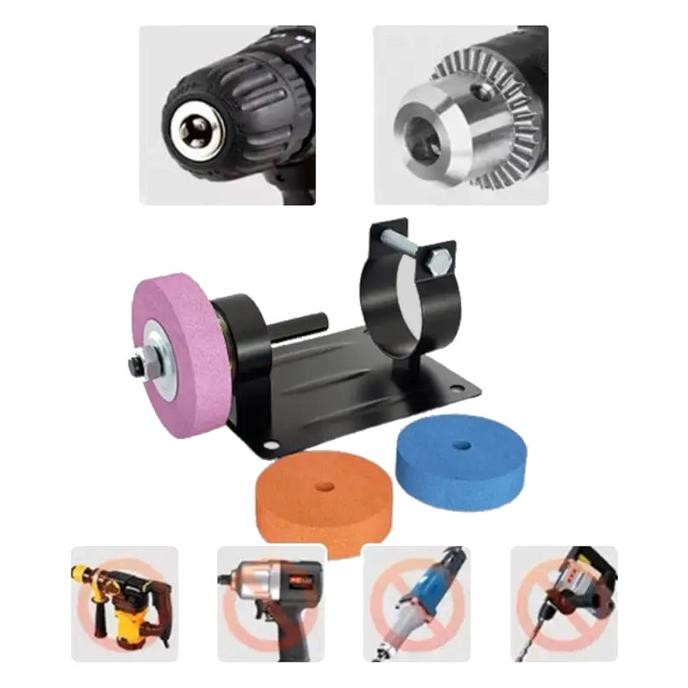 Dudukan Mesin Bor jadi gerind stand holder bor portable FREE Batu Asah Gerinda 3 Inch Poles Mini Gri