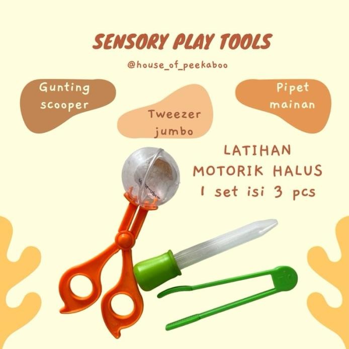 

[SENSORY PLAY TOOLS] gunting scooper/scissors scooper/ tweezer jumbo murah