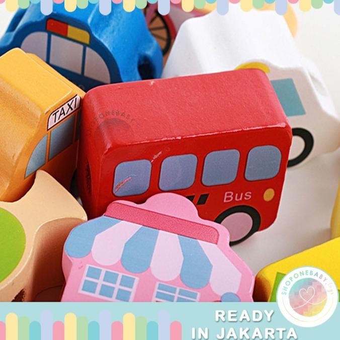 JKT LACING & THREADING KABI Wooden String Beads 16pcs Mainan Motorik murah