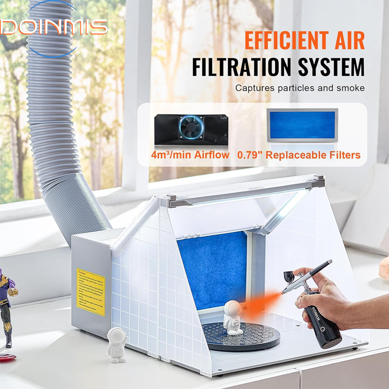 

Airbrush Paint Spray Booth Spray Room Bilik Semprot Airbrush With Exhaust & LED For Airbrush Airbrush Station/ Paint Coloring Workbench Meja Kerja Mewarnai Cat ZLX