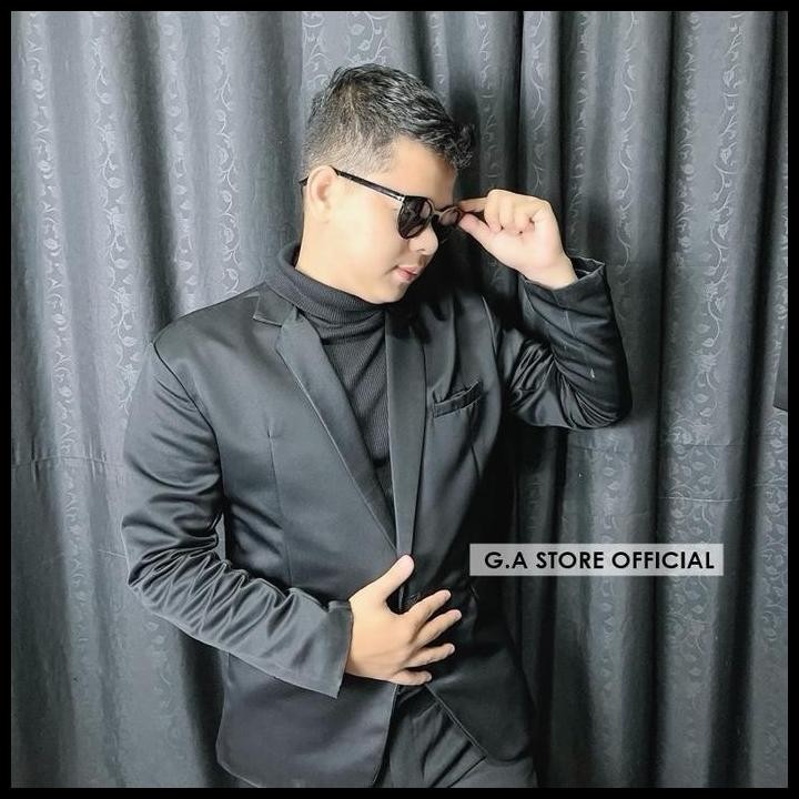 Terlaris Jas Blazer Pria Slimfit Original Arq Bahan Premium Terlaris Jaket Formal Casual Hitam Panja