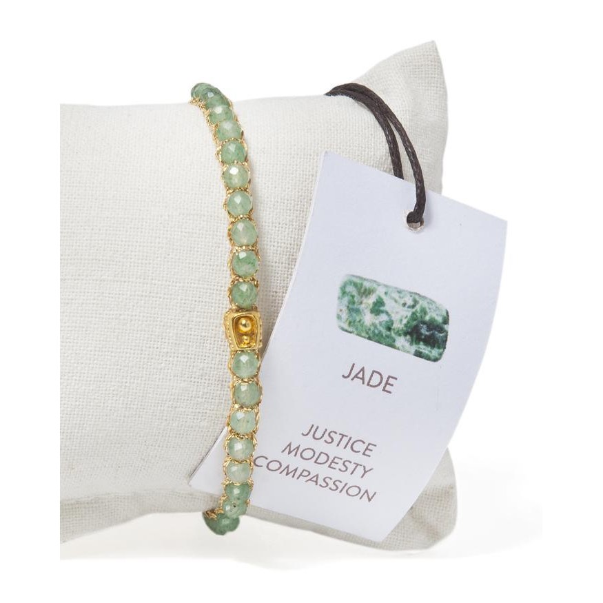 Green Jade Tali Warna Gold Semi Precious Stones Batu Semi Mulia Intan Permata Asli | Gemstones Brace