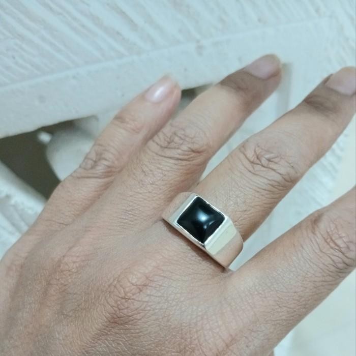 Cincin Perak Pria Permata Black Onix Original Dan Terpercaya