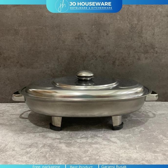 (Good) Fast food oval tutup kaca tempat makan prasmanan oval stainless saji