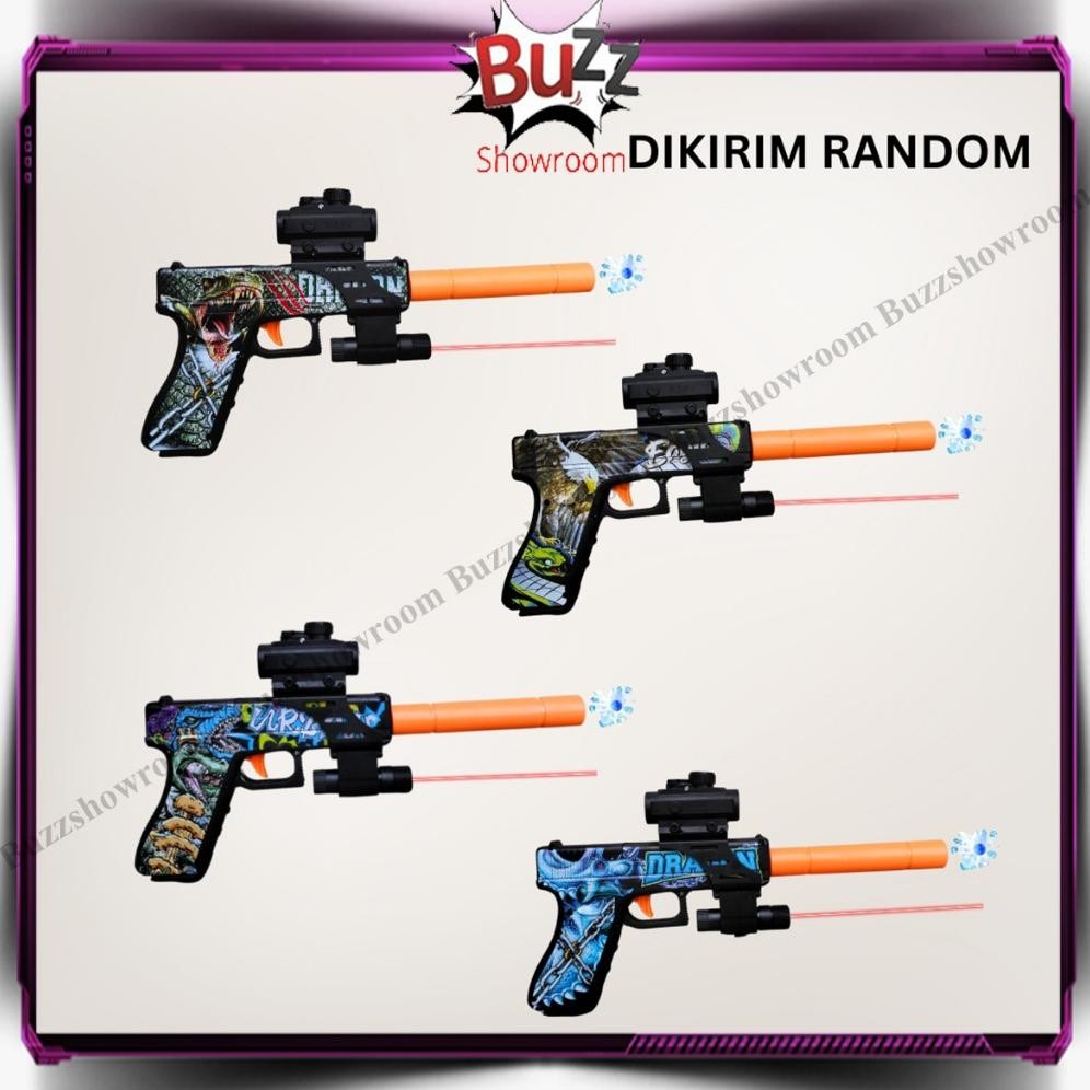 yui-7 Tembakan Anak Handgun Watergel Mainan Glock Water Gel Laser Infrared Terlaris