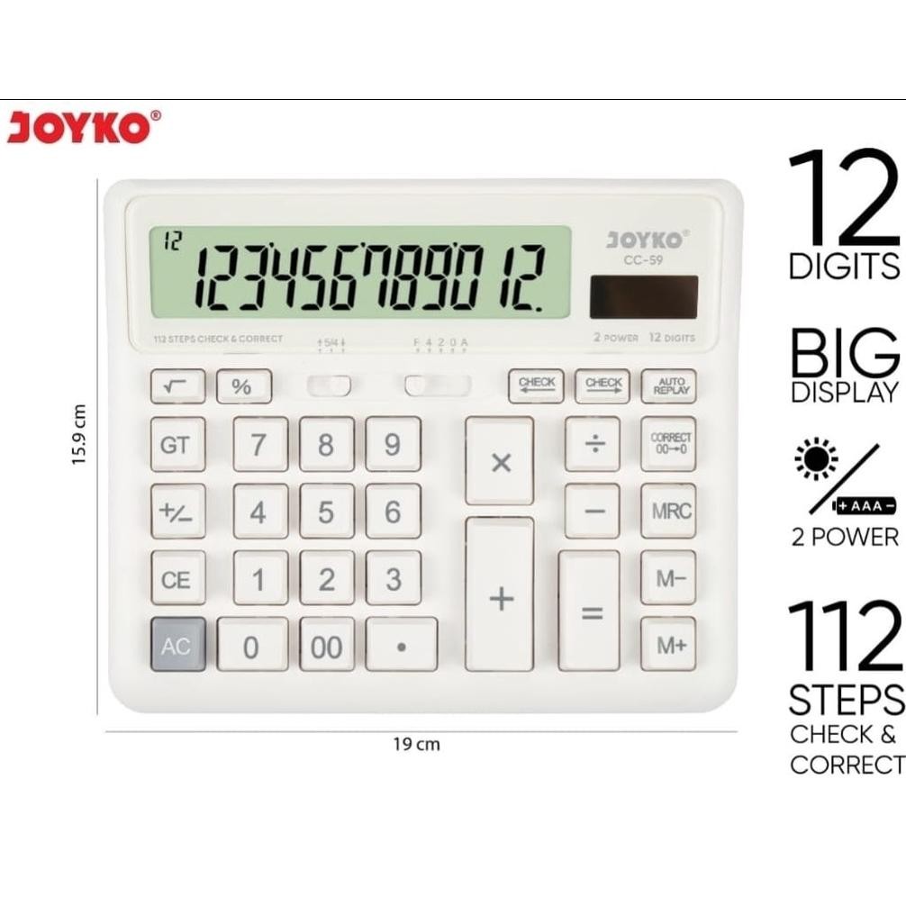 

Aw89 Kalkulator ORI JOYKO CC 59 / Calculator Check Correct CC59 12 Digit Besar Terlaris