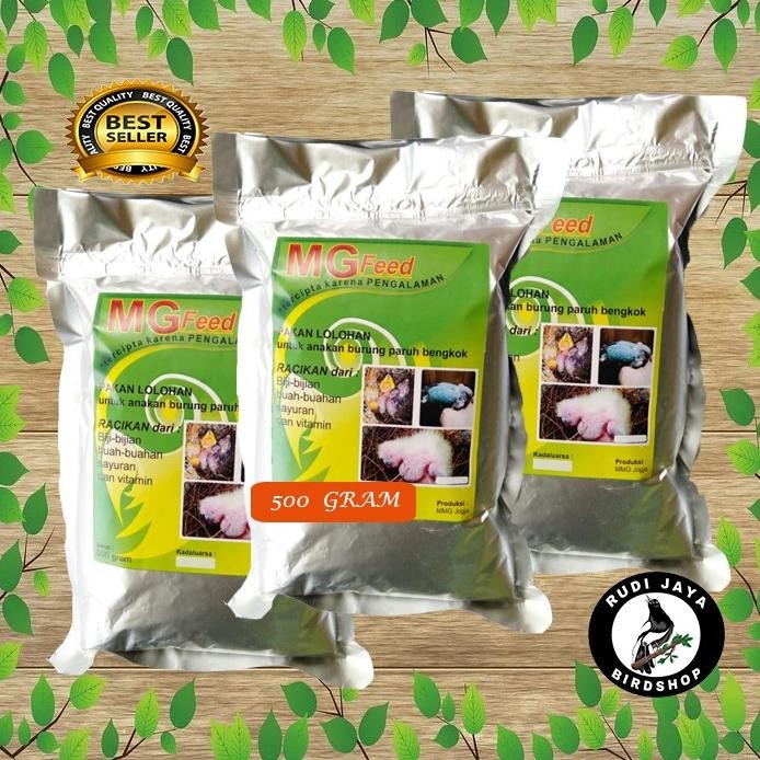 rt-69 MGFEED Mg Feed 500 Gram Bubur Pakan Makanan Lolohan Anak Piyik Burung Paruh Bengkok Nuri Kakat