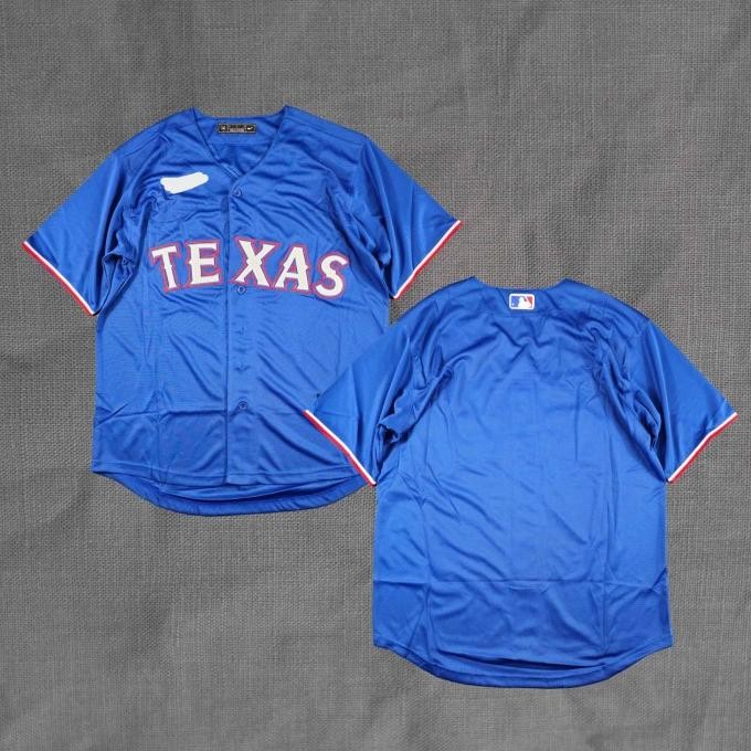 Murah Baju Jersey Baseball MLB Texas Rangers Biru import Quality Non COD