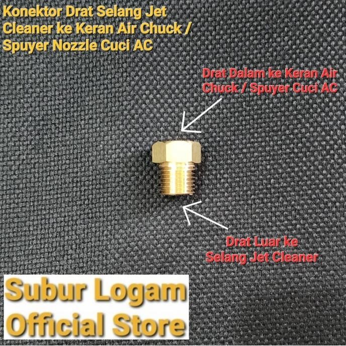(:(:(:(] (Kuningan) Konektor Selang Jet Cleaner Ke Keran Nozzle Spuyer Cuci AC
