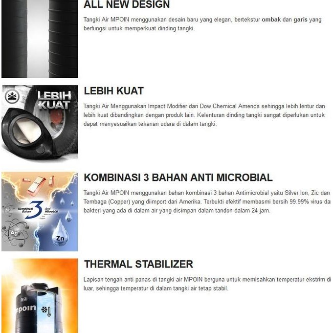 Spesial Tangki / Toren Air Mpoin Wave Standard 800 Liter Tipe 800