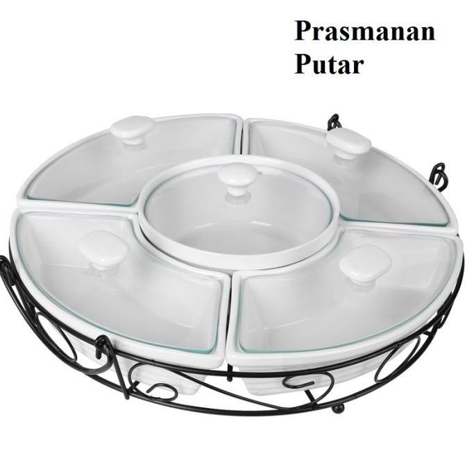 Prasmanan Putar Keramik Tutup Kaca 18 Inch Large Home Line