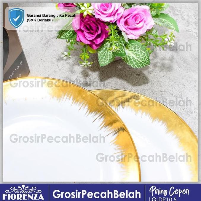Grosir Piring Makan Ceper Keramik 10.5 Inch Motif Gold Fiorenza Lg-Dp10.5