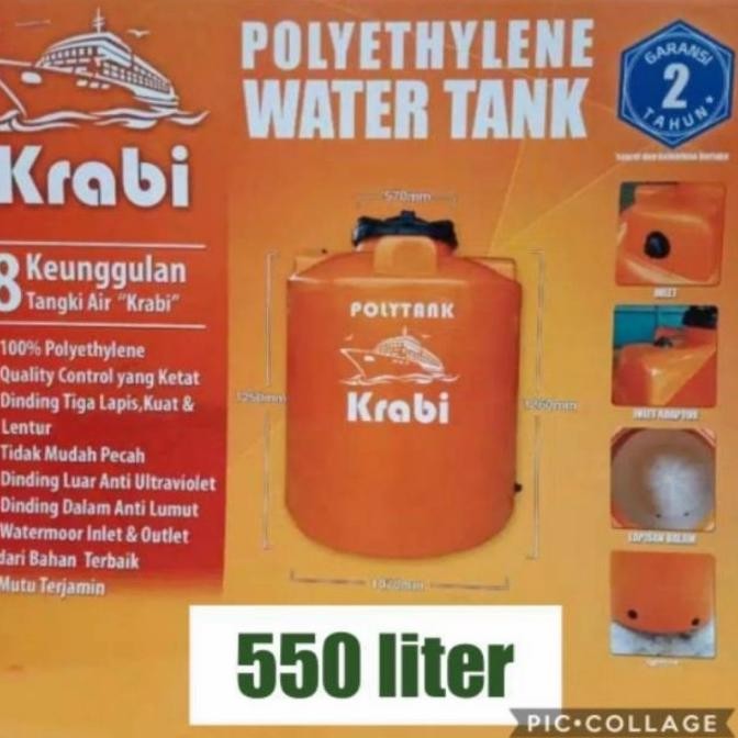 Spesial Tangki Air Polyethylene Krabi @ 550 Ltr Khusus Medan Free Ongkir