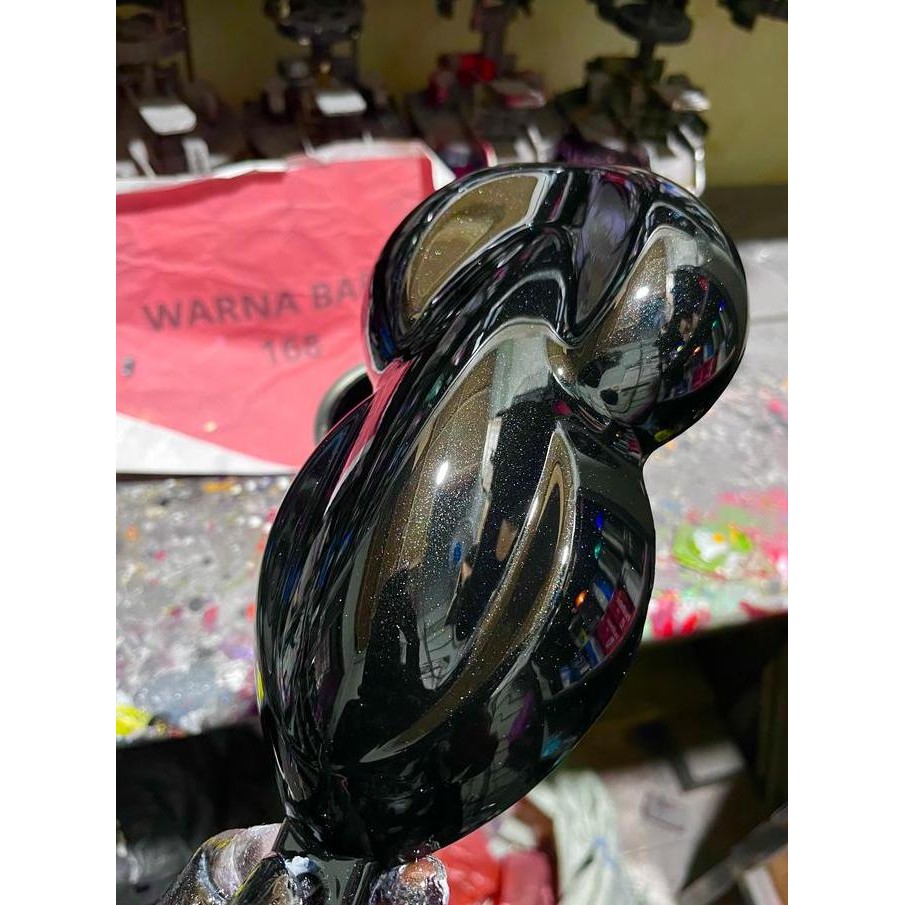 cat hitam metalik pu/black mica pu/hitam metalik pearl pu 500ml murah