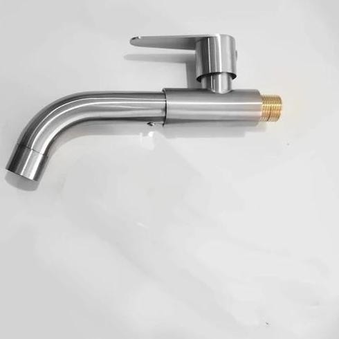 Kran Wastafel Tembok Dingin Stainless Kedeng / Kran Cuci Tangan Dinding / Kran Wudhu New Stok