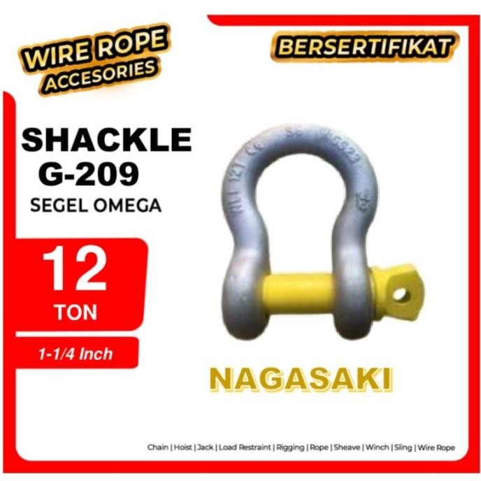 Shackle Omega / Segel / Shackle G-209 Uk 1-1/4" Kapasitas 12 Ton Nagasaki Bersertifikat New Stok