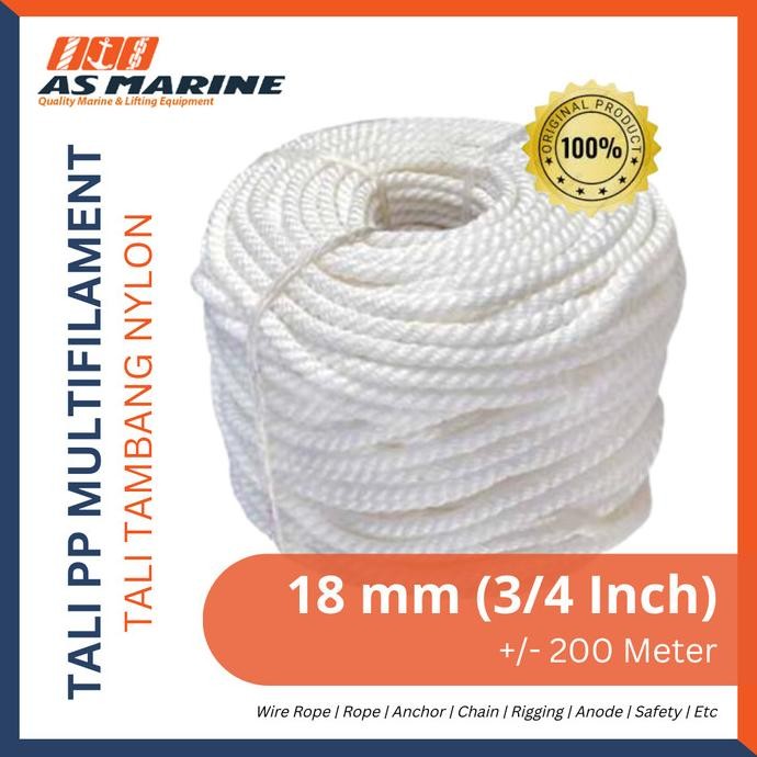 

Tali Tambang Nylon / Tali Nilon / Tali Plastik Pp Multifilament 18 Mm New Stok