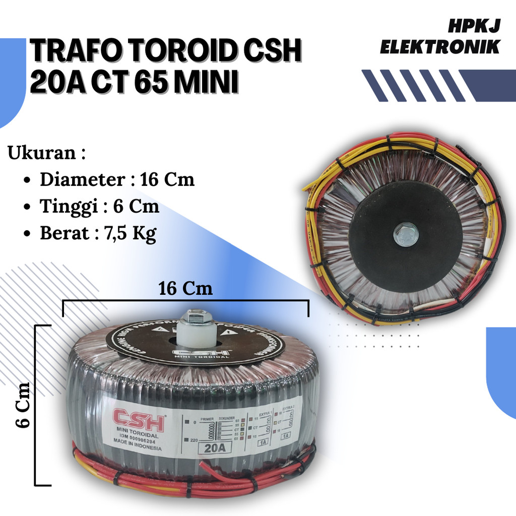 TRAFO TOROID DONAT CSH MINI 20A CT 65V trafo donat CSH 20 A CT 65 V