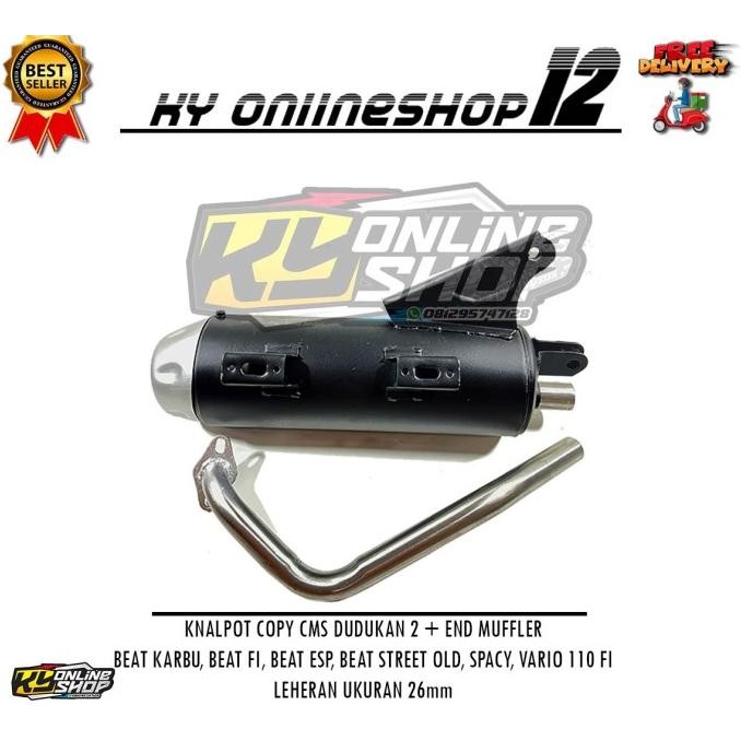 Knalpot Beat Karbu Copy CMS + End Muffler - Leheran Stenlis Ukuran 26