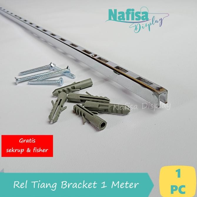 Rel Bracket 1 Meter Tiang Braket Penyangga Rak Dinding