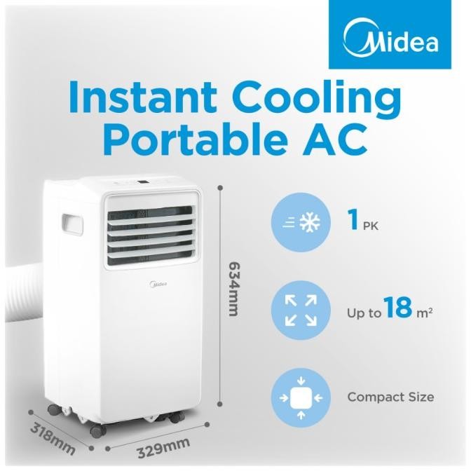 AC PORTABLE MIDEA 0.5PK MPHA05CRN7 MIDEA AC PORTABLE 0.5PK HAR