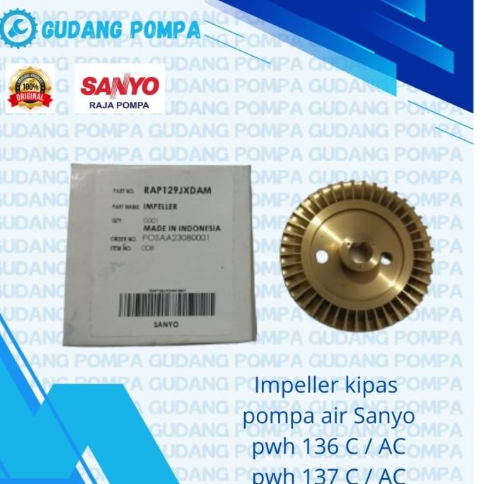 Kipas Impeller Pompa Sanyo Pwh 137 A/Ac, Original Terbatas