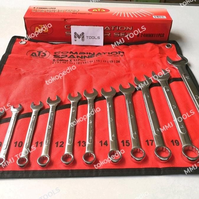 Sale Kunci Ring Pas Set Ats 11Pcs 8-24Mm - Ats Kunci Ring Pas Set Tebal