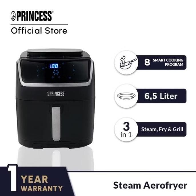 Terlaris Air Fryer Princess Steam Aerofryer 2 In 1 Steam & Fryer 6.5L Kapasitas Besar - Airfryer Rea