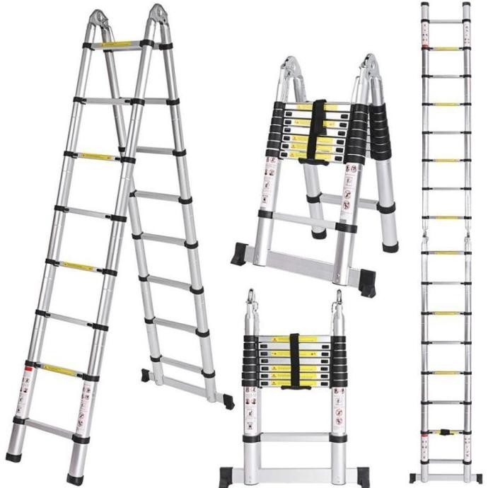 Tangga Double Teleskopik Denko Tlb8 Telescopic Ladder 2X8 Steps 5M New Stok