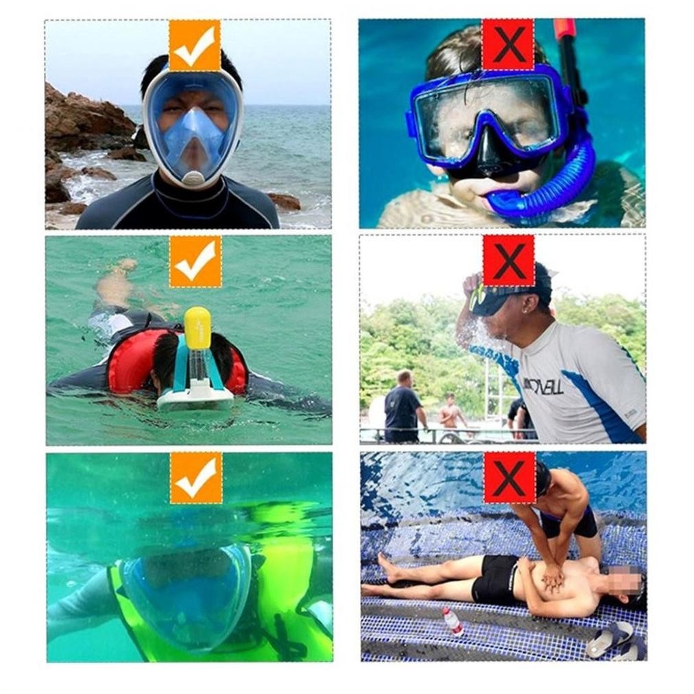 Tgc-1924 Taffsport Snorkeling Full Face Size L/Xl Snorkling Untuk Xiaomi Gopro