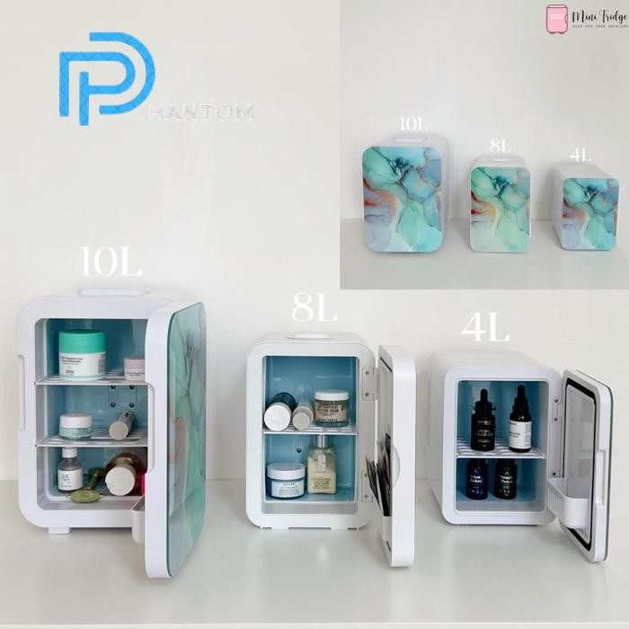 Phantom [Minifridge] (Ready & Garansi) 10L Mini Fridge Marble Tourmaline Quartz / Skincare Minifridg