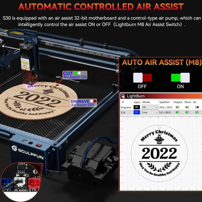 SCULPFUN mesin laser cutting S30 serise 935X400MM Mesin Ukiran laser kayu/logam/akrilik murah