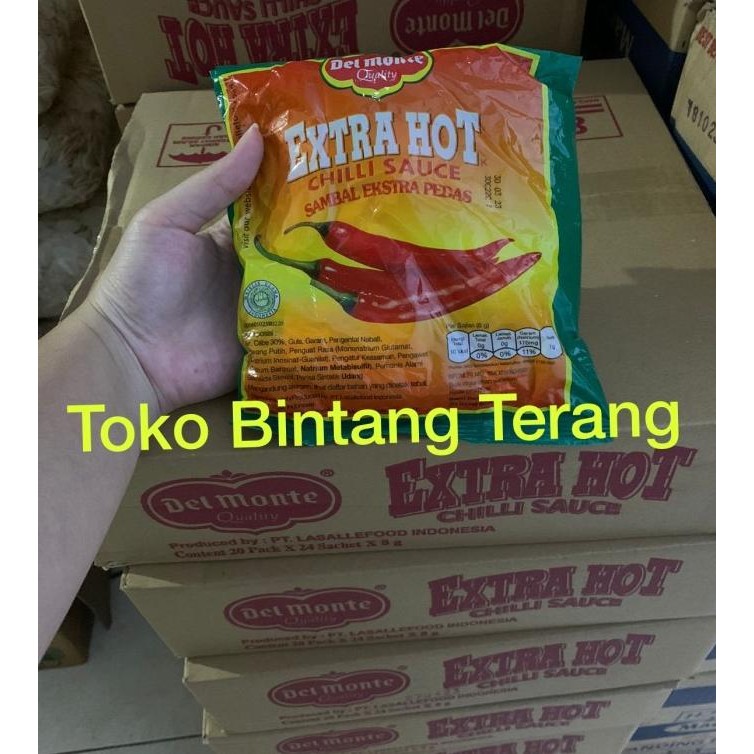

Delmonte Saos Sambal Extra Hot Sachet Stick 1 Dus isi 20 pak x 24 stik murah