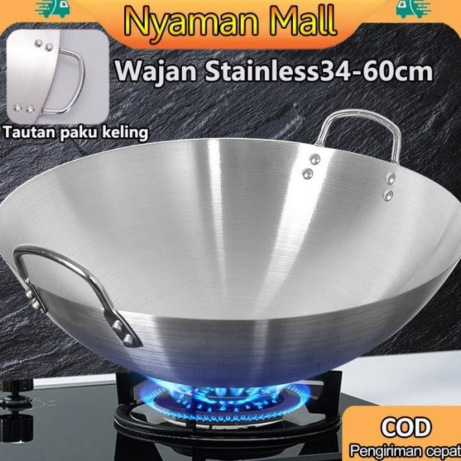 Nyaman Wajan Stainless Steel 555 Tebal Kuali Premium dengan Pegangan