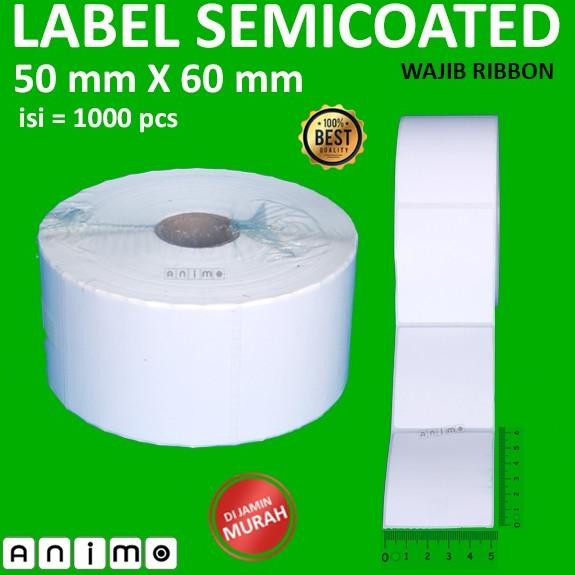 

LABEL SEMICOATED - LABEL BARCODE 50 X 60 ISI 1000 PCS murah