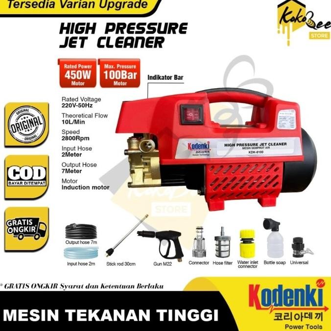 KODENKI KDK-8100 Mesin Cuci Mobil Motor Kendaraan Tekanan Tinggi Sampai 100Bar 450Watt - High Pressu