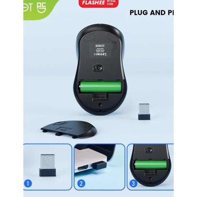 Murah Flashee Mouse Laptop Wireless Robot M206 Mouse Laptop Tanpa Kabel