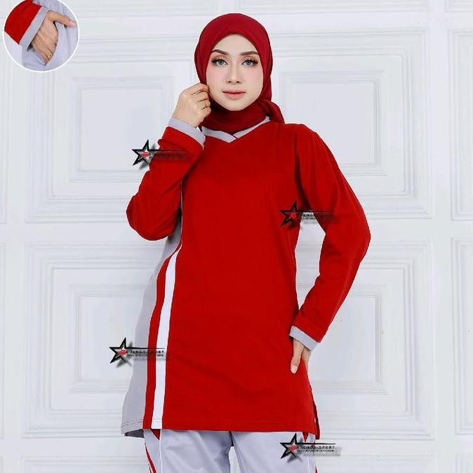 Murah Atasan Baju Olahraga Senam Tunik Muslimah / Kaos Olahraga Wanita Tunik Muslimah / Baju Olahrag