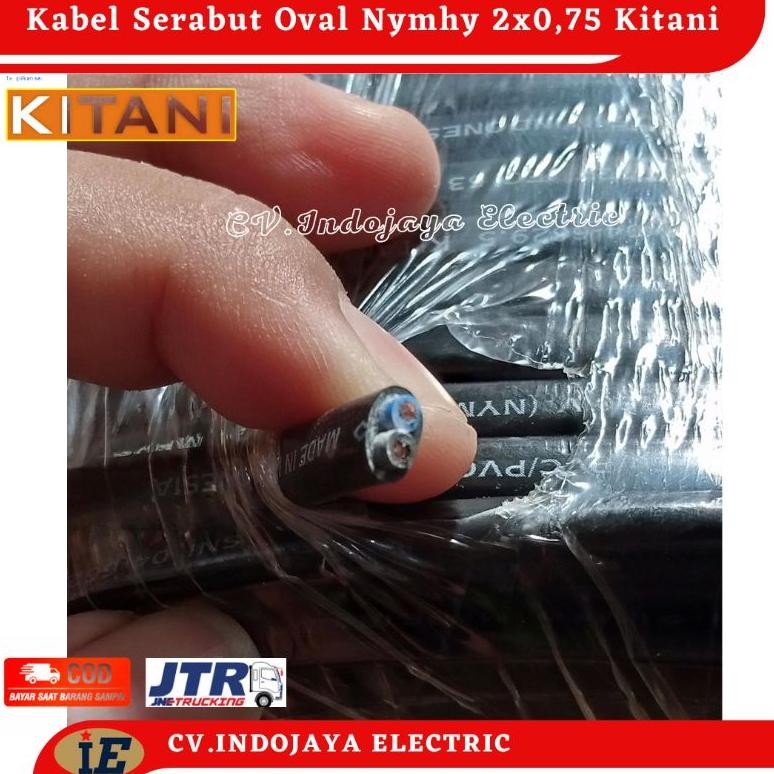 Kabel Listrik Serabut NYMHY 2x0,75 Hitam 100 Meter (Oval) Kabel Serabut Kitani