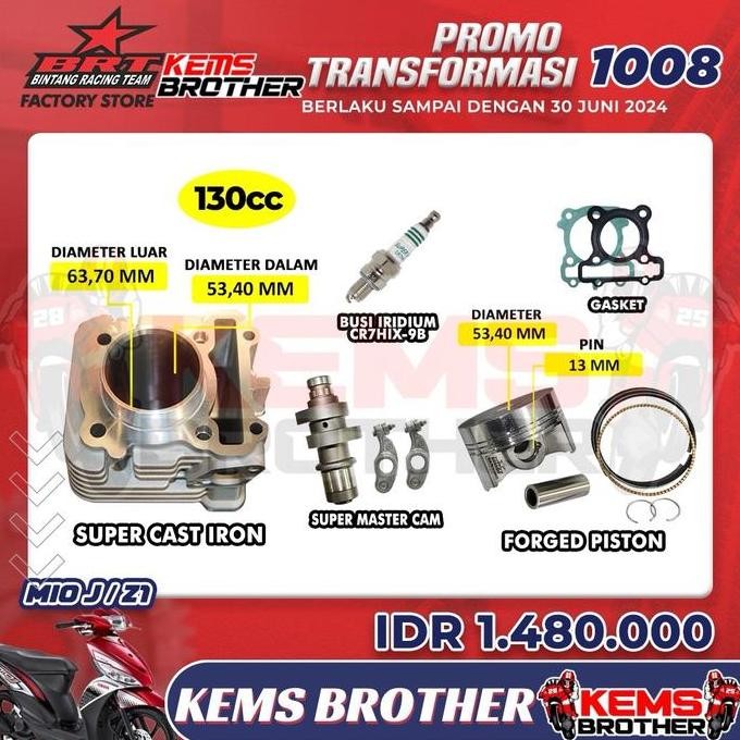 Paket Blok Casting Iron Bore Up 130Cc & 150Cc Original Brt - Mio J, Soul Gt, X-Ride, Fino
