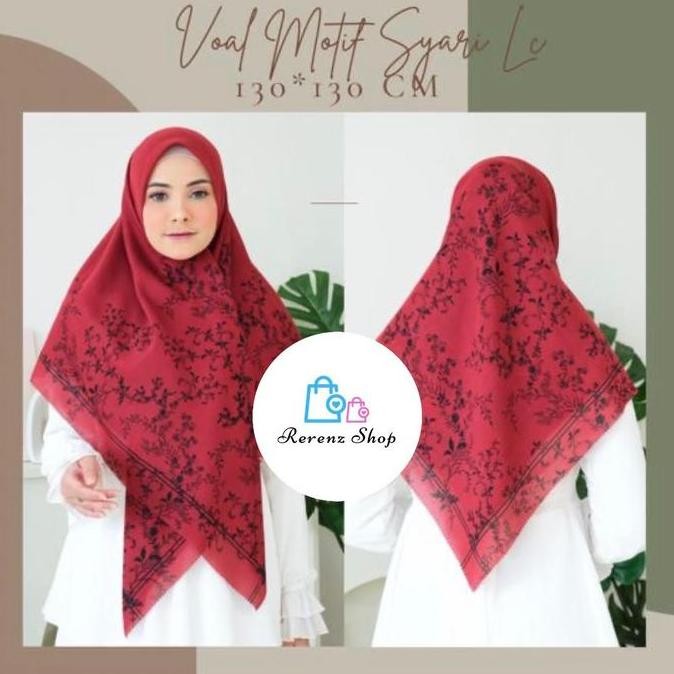 Grosir Jilbab / Kerudung Voal Muslim Square Standar Motif (SyarI / Jumbo) Segi Empat