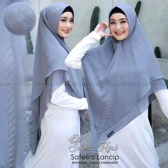 Murah Khimar Salwa Safeea Lancip Swarosky/Lv Jumbo 2 Layer Swarosky Muslim Jilbab Ceruty Doll Syari 