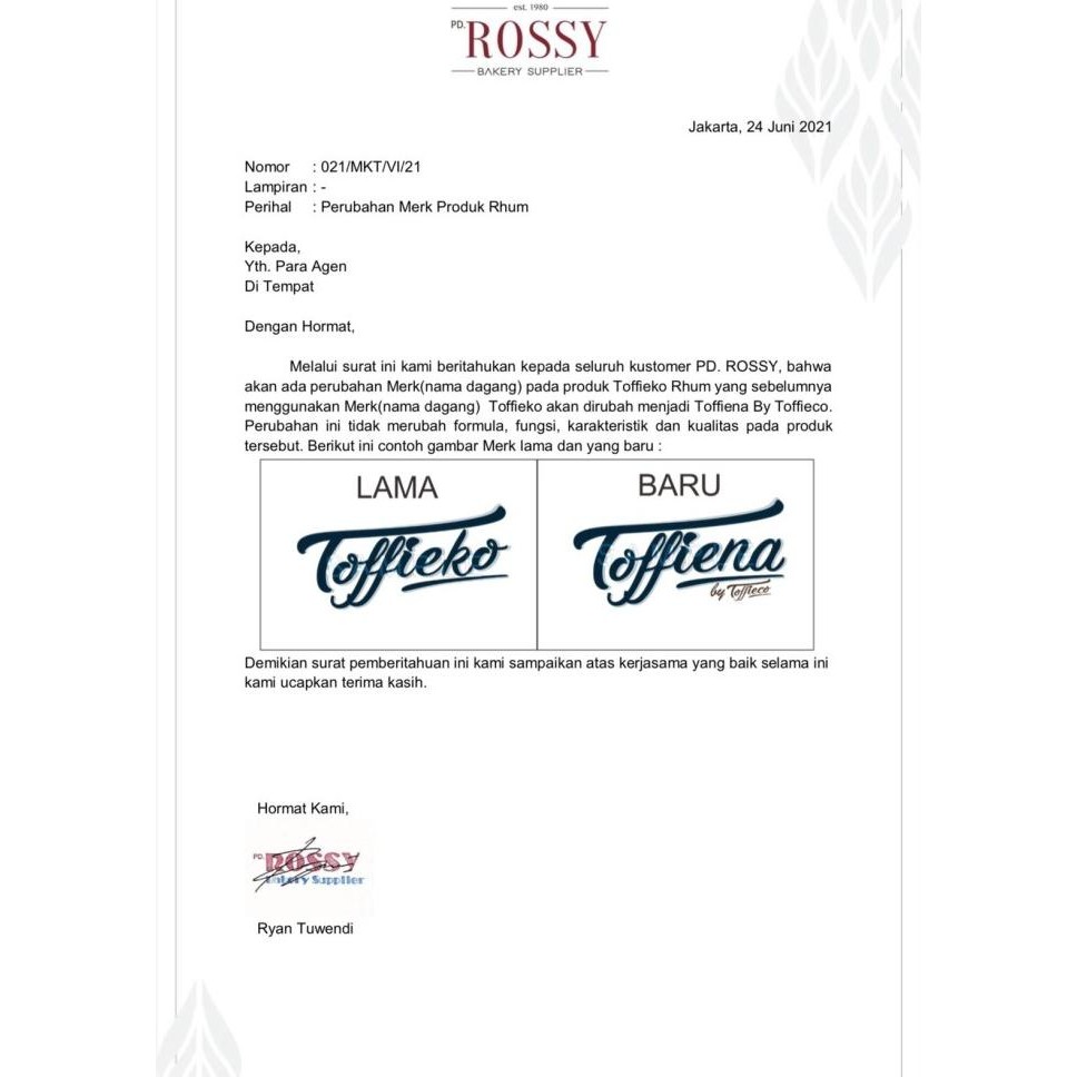 

Toffieco Pasta Rhum Bakar / Zero Bakar / Black Forest / Semprot / dll murah