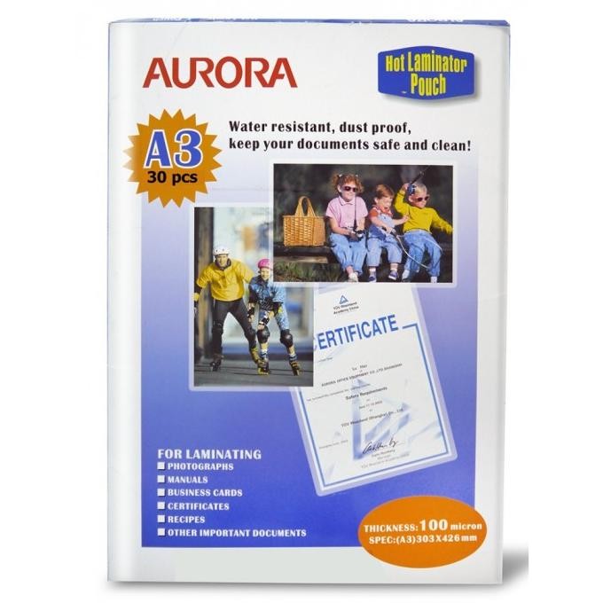 

Grosir Plastik Laminating Press Pouch Laminating A3 Aurora P100A3 100 Micron Size 303 X 426 Mm