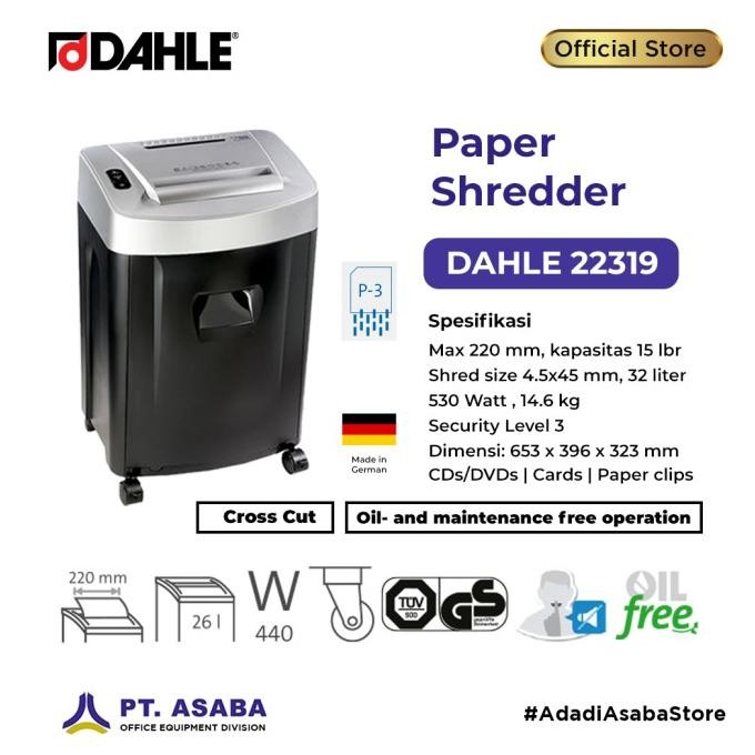 

Murah Dahle Paper Shredder / Penghancur Kertas Kapasitas 32 Liter Cross Cut
