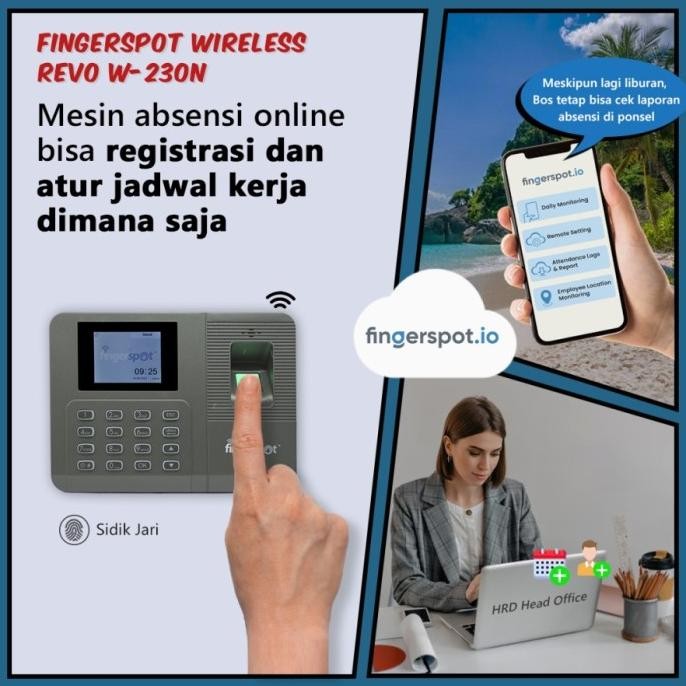 

Promo Mesin Absensi Sidik Jari Fingerprint Wifi Fingerspot Revo W-230N